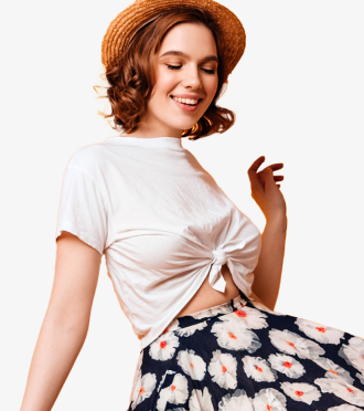 full length portrait lovely girl dressed dress pointing finger gift box while standing isolated pink background 1 1