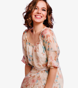 full length portrait lovely girl dressed dress pointing finger gift box while standing isolated pink background 1 1